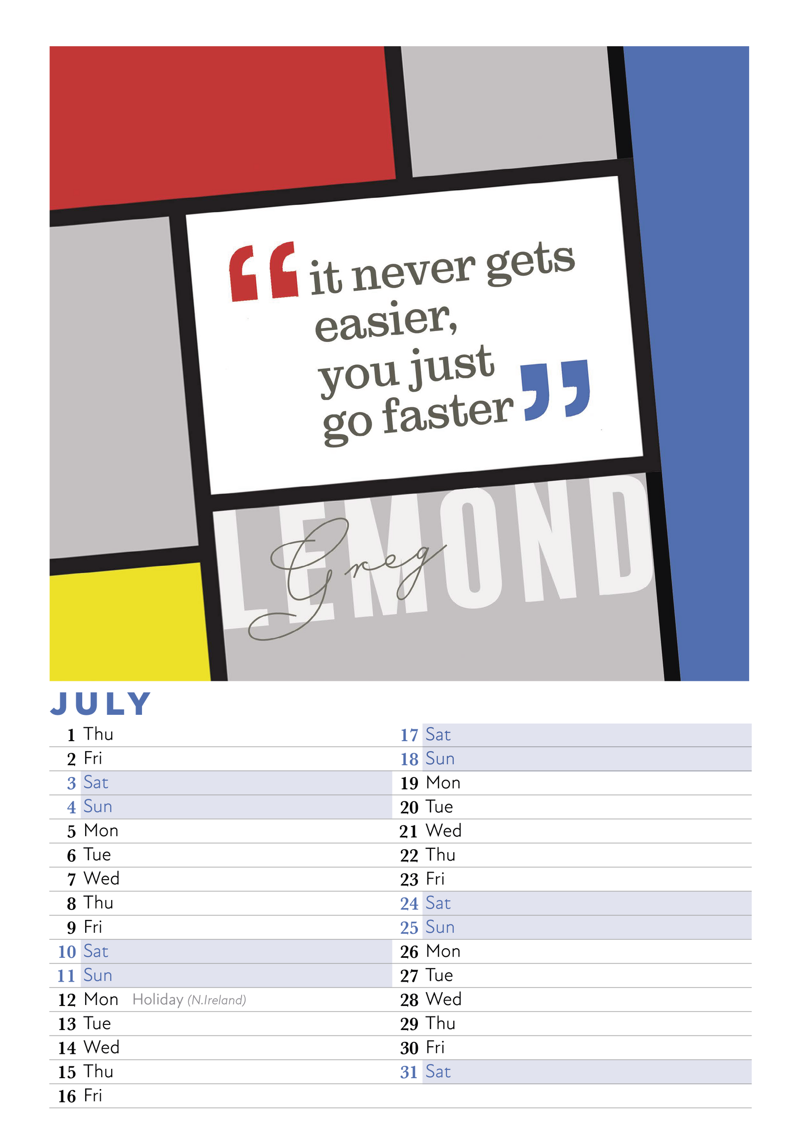 2027 Cycling Legends Calendar