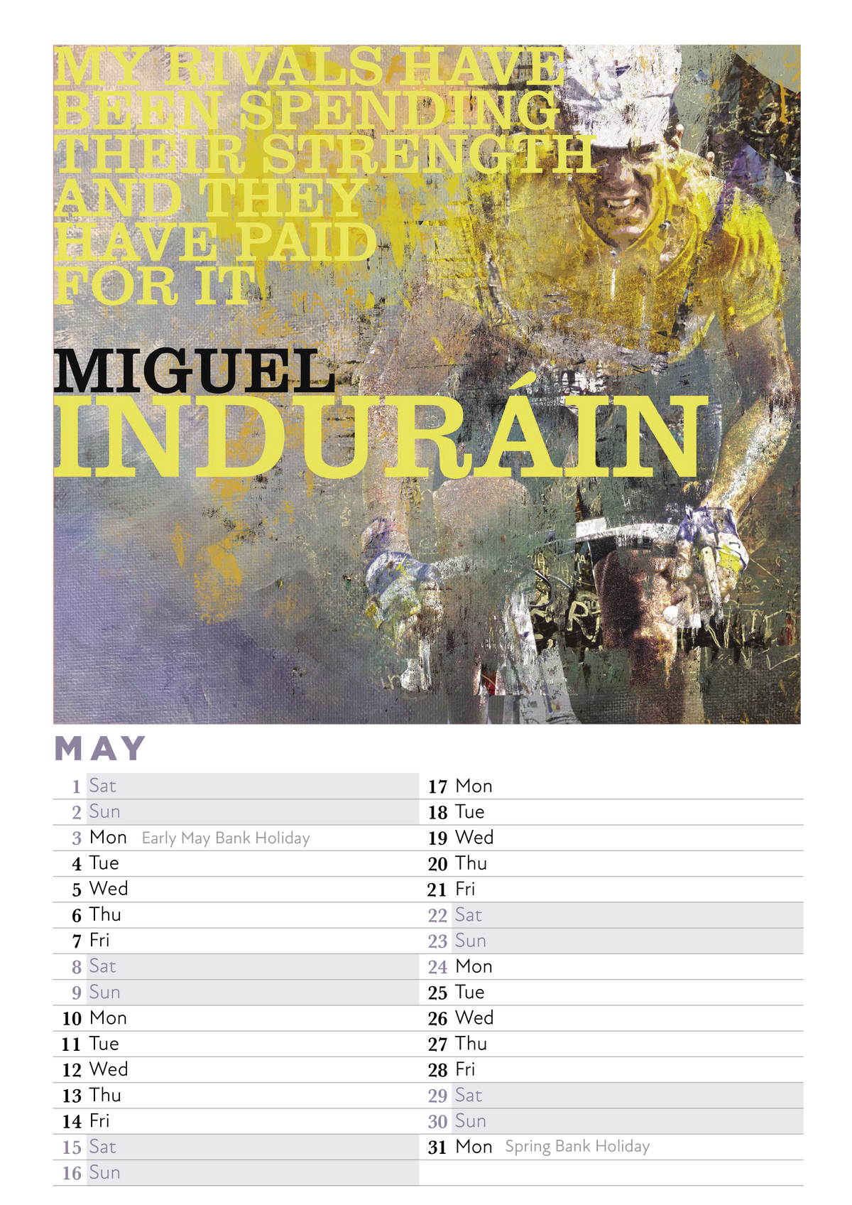 2027 Cycling Legends Calendar