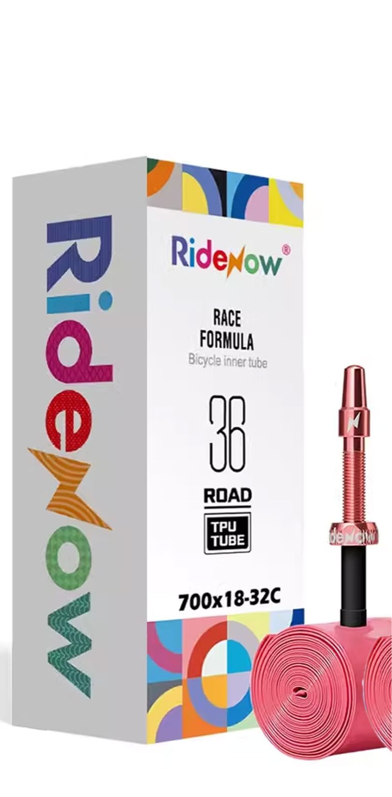 RideNow TPU Inner Tubes. RED Alloy Valve. 700c x 18-32, 45/65/85. 36g
