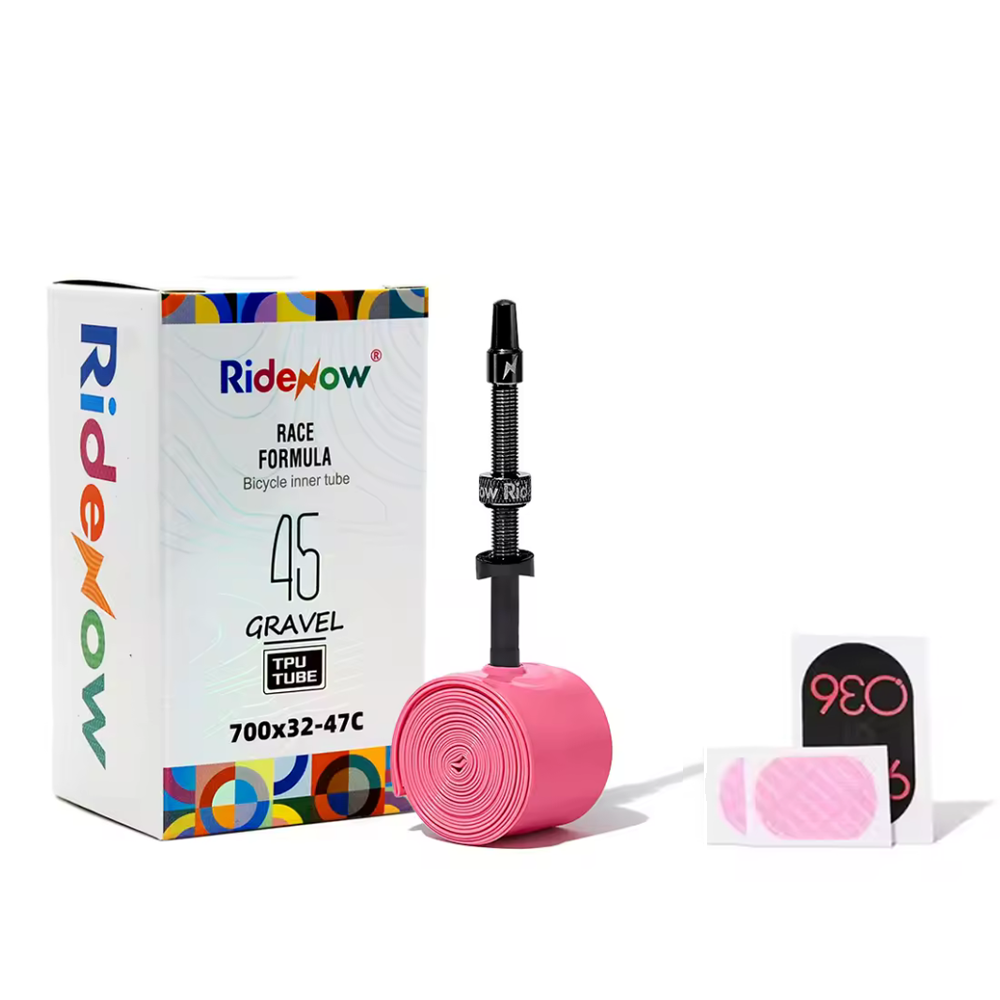 RideNow TPU GRAVEL Tubes. BLACK Alloy Valve. 700c x 32-47, 45/65. 45g