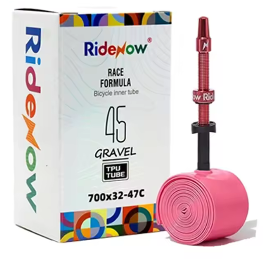 RideNow TPU GRAVEL Tubes. RED Alloy Valve. 700c x 32-47, 45/65. 45g
