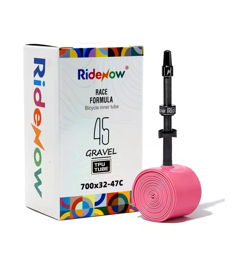 RideNow TPU GRAVEL Tubes. BLACK Alloy Valve. 700c x 32-47, 45/65. 45g