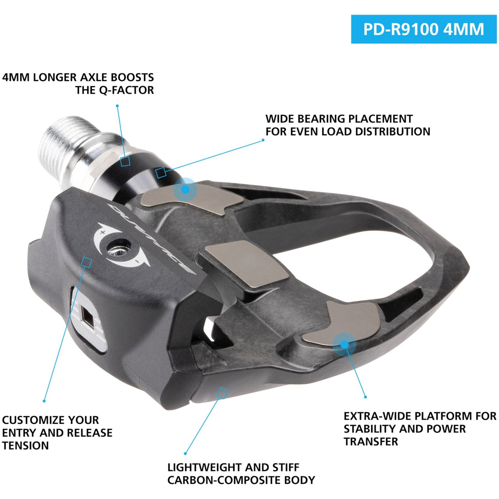 Shimano Dura-Ace PD-R9100 SPD-SL Pedals (4mm longer axle)
