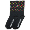 Laid-flat photograph of the Grand Tour celebration socks showing Prendas Ciclismo on the sole.