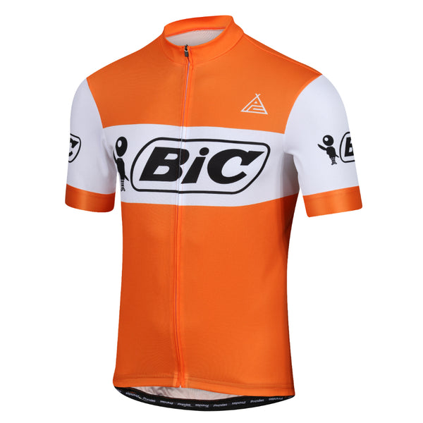 Maillot Cycliste Vintage Années 70 - BIC Orange - Manches Longues - Taille S