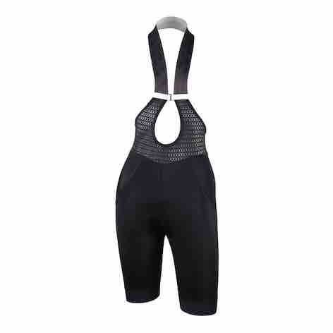 Very clever women's bibshort by Campagnolo with a single brace and clip to allow for a quick toilet stop, combining performance and comfort with thoughtful design. 