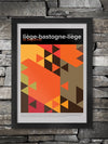 Liège-Bastogne-Liège Cycling Poster Print - geometric. Reflecting the changes of terrain and the sharp inclines that make it one of the most demanding one day races in the world. 'La Doyenne' always requires a 'toughie' to win it and previous winners include Kubler, Van Looy, Merckx, DeVlaeminck, Kelly and Valverde.