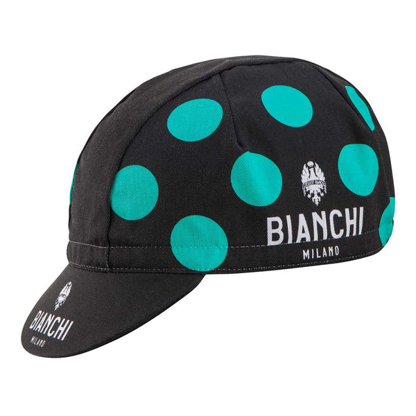 Bianchi Milano Cotton Cycling Cap Neon Large Celeste Polka Dots Prendas Ciclismo
