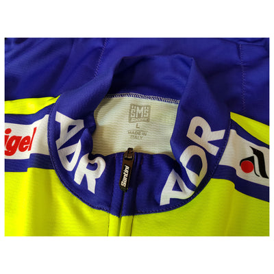 Collar of the ADR 1989 replica jersey showing the Santini zip puller.