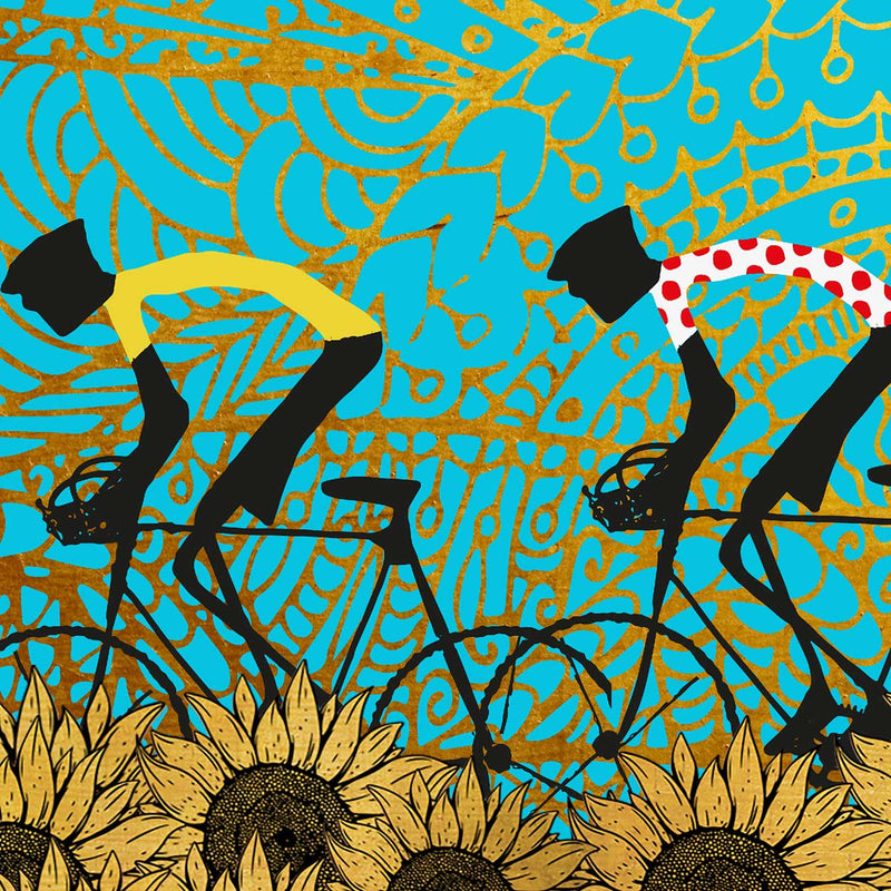 Le Tour de France sunflowers, cycling poster print.